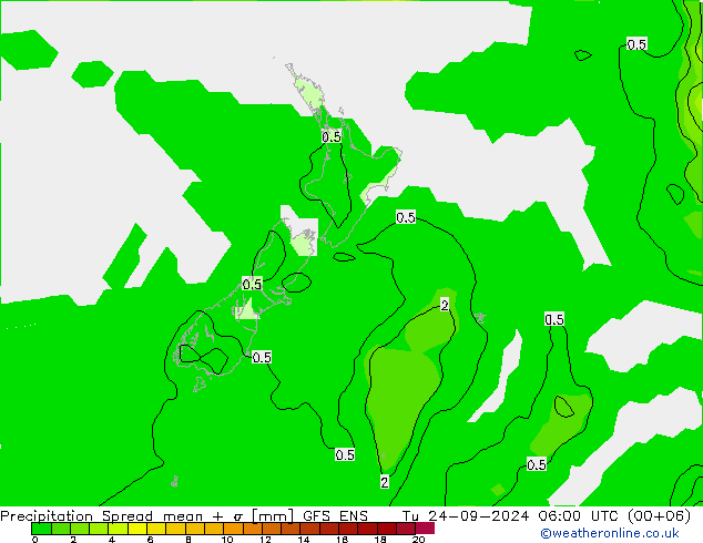 Precipitazione Spread GFS ENS mar 24.09.2024 06 UTC