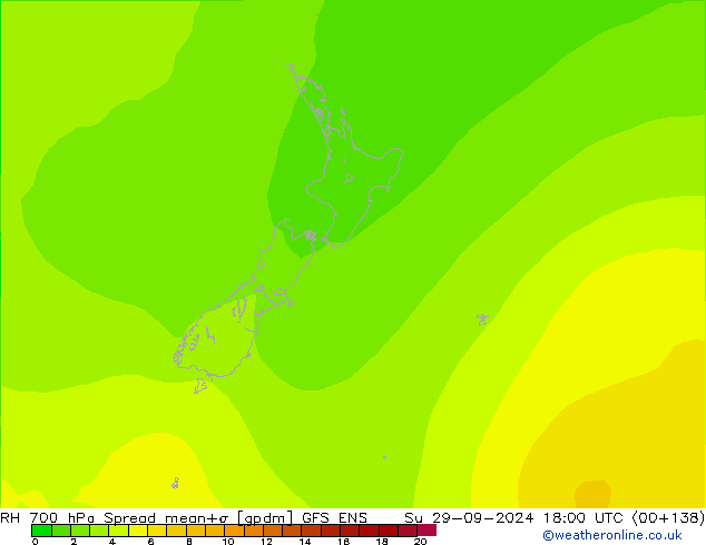 RH 700 гПа Spread GFS ENS Вс 29.09.2024 18 UTC