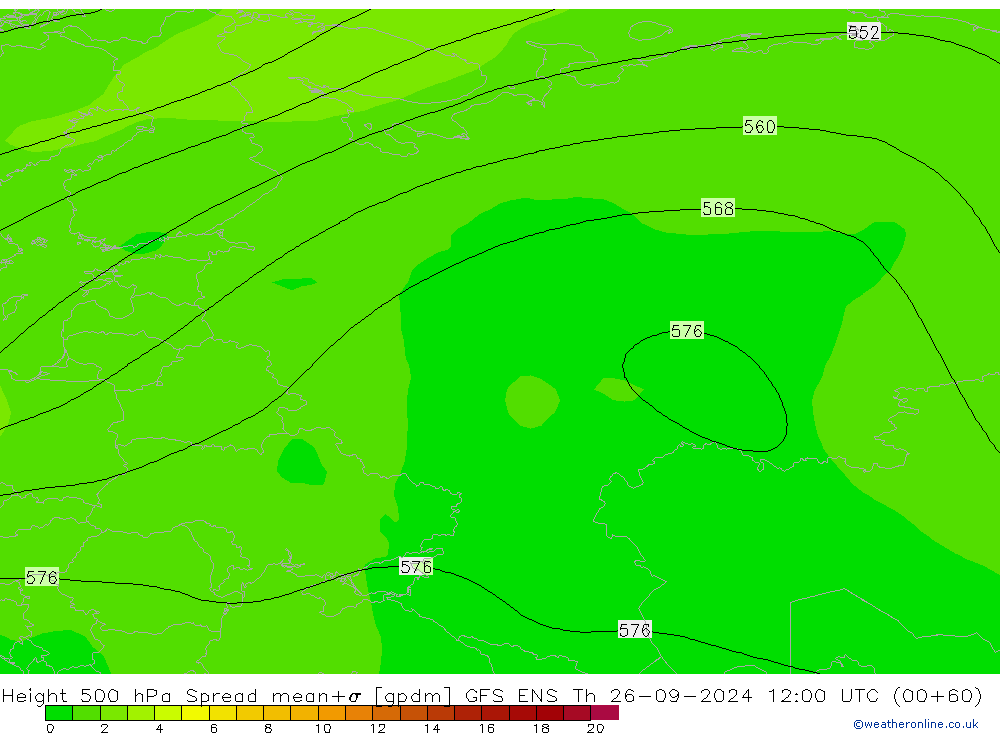 Height 500 hPa Spread GFS ENS Do 26.09.2024 12 UTC