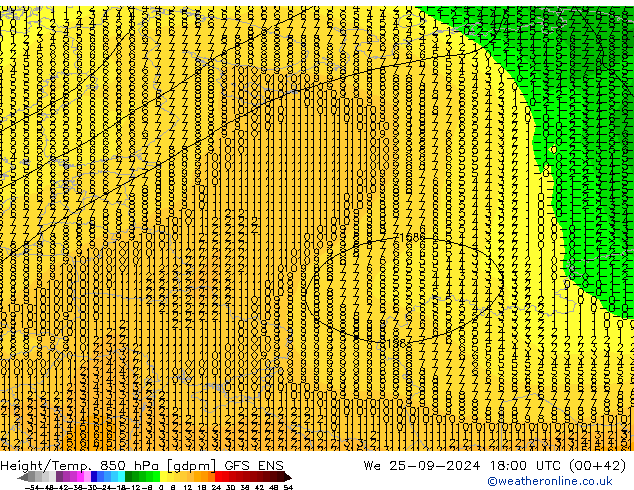 Height/Temp. 850 hPa GFS ENS Qua 25.09.2024 18 UTC