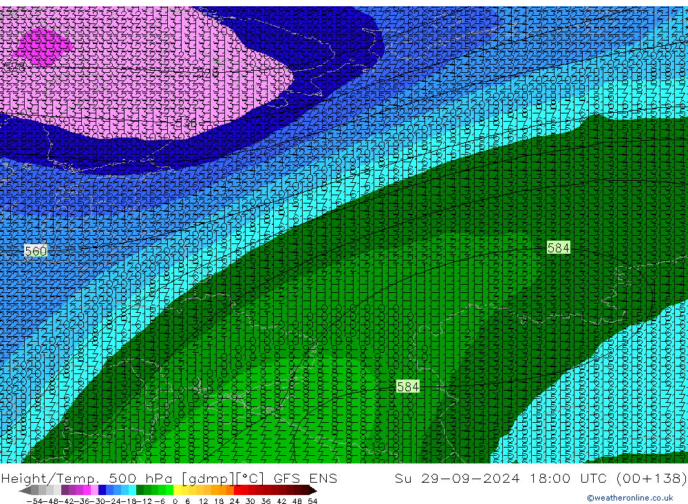 Yükseklik/Sıc. 500 hPa GFS ENS Paz 29.09.2024 18 UTC