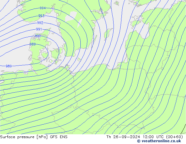 Pressione al suolo GFS ENS gio 26.09.2024 12 UTC