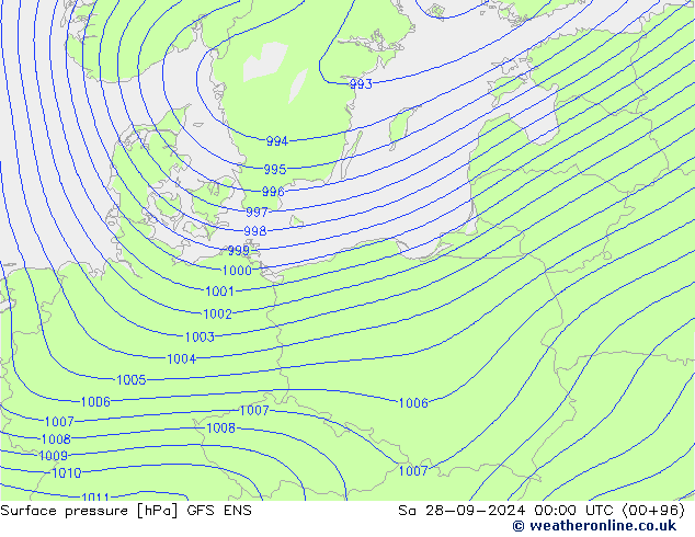 Luchtdruk (Grond) GFS ENS za 28.09.2024 00 UTC