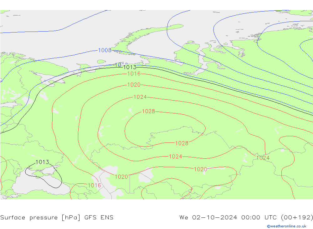 Surface pressure GFS ENS We 02.10.2024 00 UTC