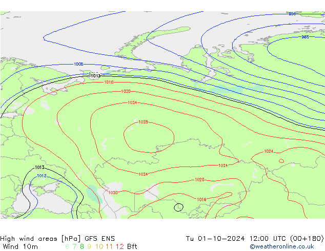 High wind areas GFS ENS Tu 01.10.2024 12 UTC