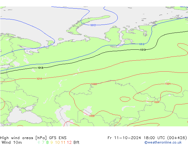 High wind areas GFS ENS Fr 11.10.2024 18 UTC