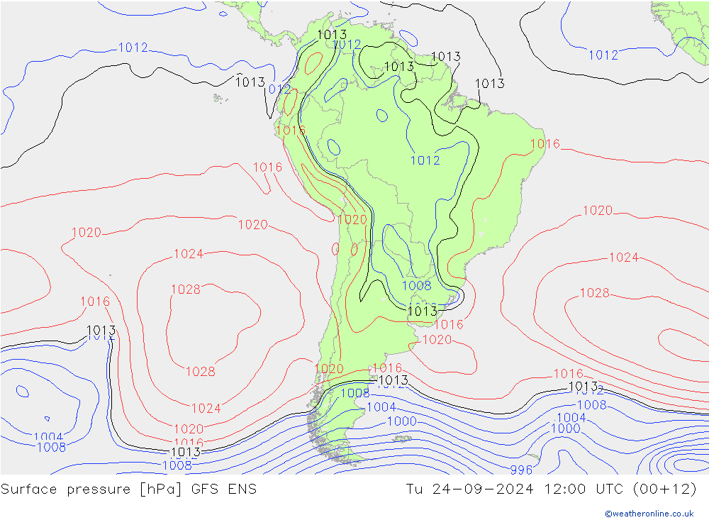 приземное давление GFS ENS вт 24.09.2024 12 UTC