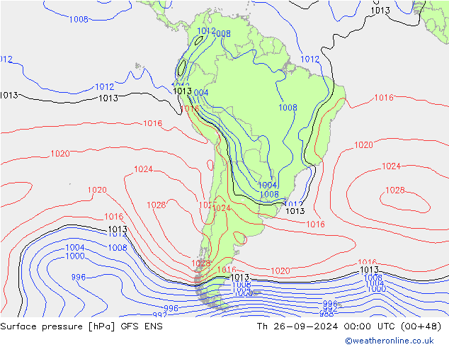 Pressione al suolo GFS ENS gio 26.09.2024 00 UTC