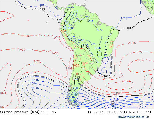 Pressione al suolo GFS ENS ven 27.09.2024 06 UTC