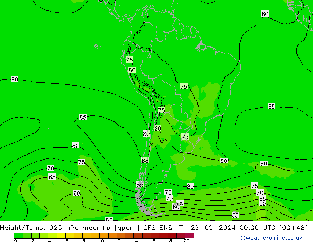 Height/Temp. 925 hPa GFS ENS czw. 26.09.2024 00 UTC