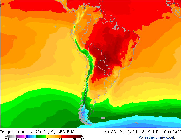 Temp. minima (2m) GFS ENS lun 30.09.2024 18 UTC