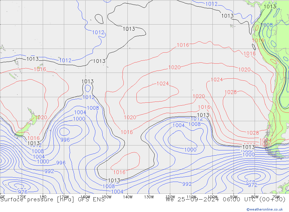 Luchtdruk (Grond) GFS ENS wo 25.09.2024 06 UTC