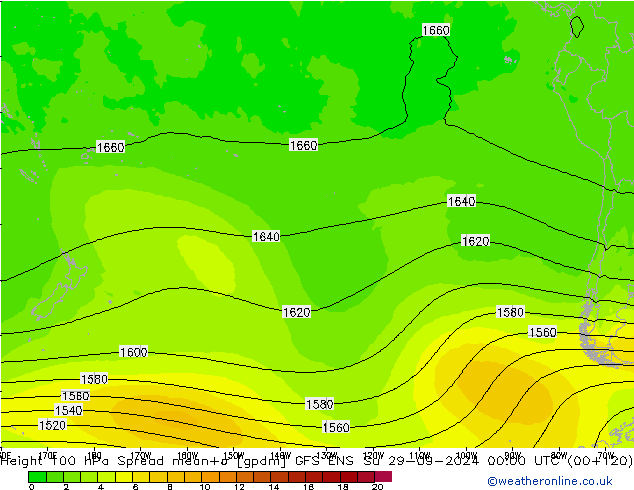 Height 100 hPa Spread GFS ENS Su 29.09.2024 00 UTC