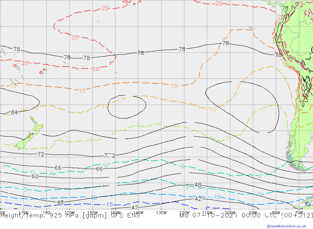 Geop./Temp. 925 hPa GFS ENS lun 07.10.2024 00 UTC