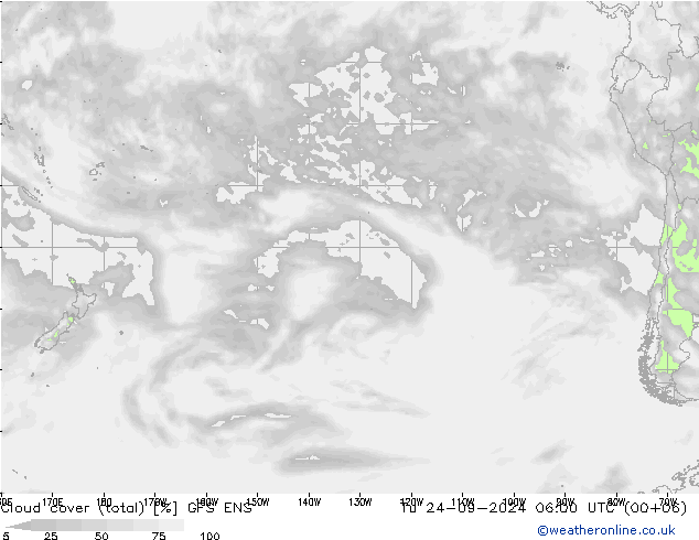 Cloud cover (total) GFS ENS Tu 24.09.2024 06 UTC