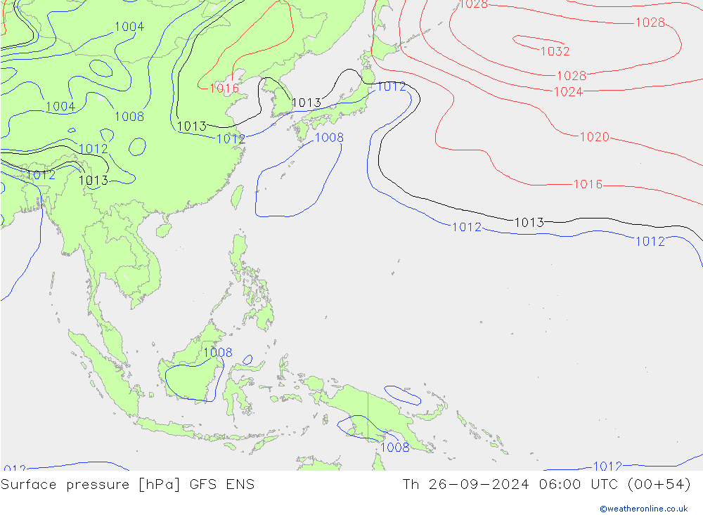 Atmosférický tlak GFS ENS Čt 26.09.2024 06 UTC