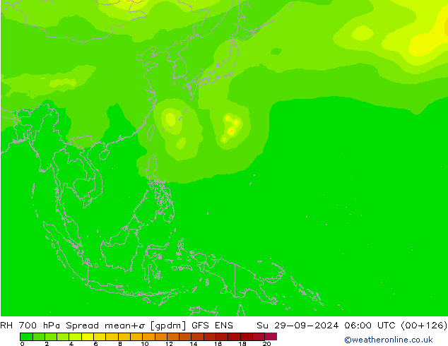 RH 700 hPa Spread GFS ENS Dom 29.09.2024 06 UTC