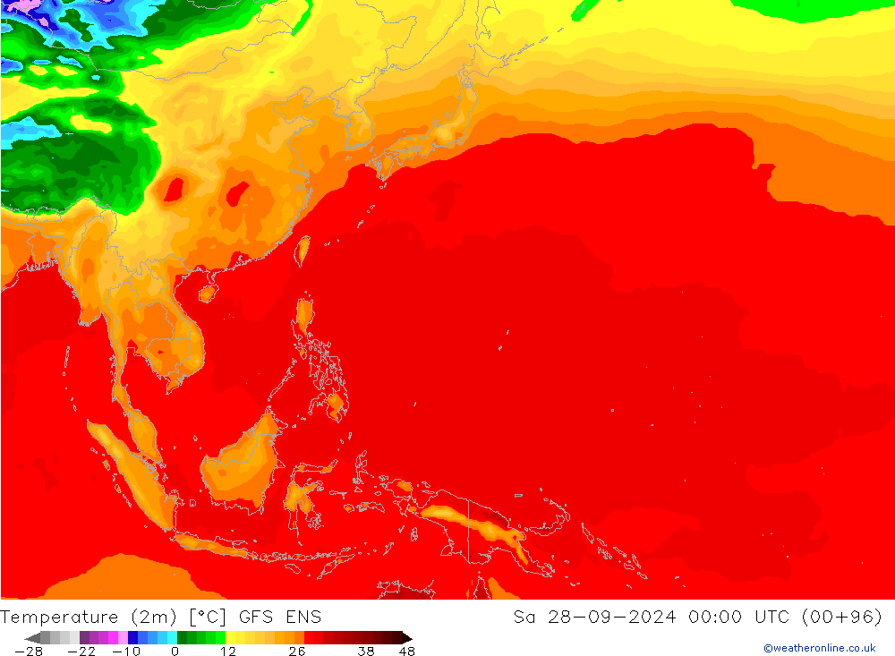température (2m) GFS ENS sam 28.09.2024 00 UTC