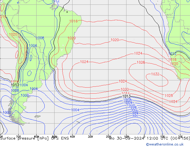 pressão do solo GFS ENS Seg 30.09.2024 12 UTC