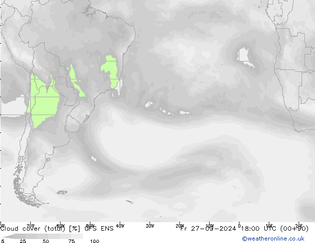 Cloud cover (total) GFS ENS Fr 27.09.2024 18 UTC