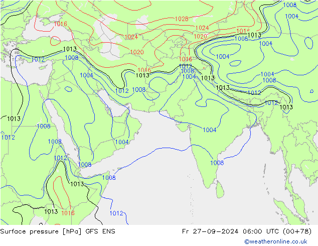 Surface pressure GFS ENS Fr 27.09.2024 06 UTC