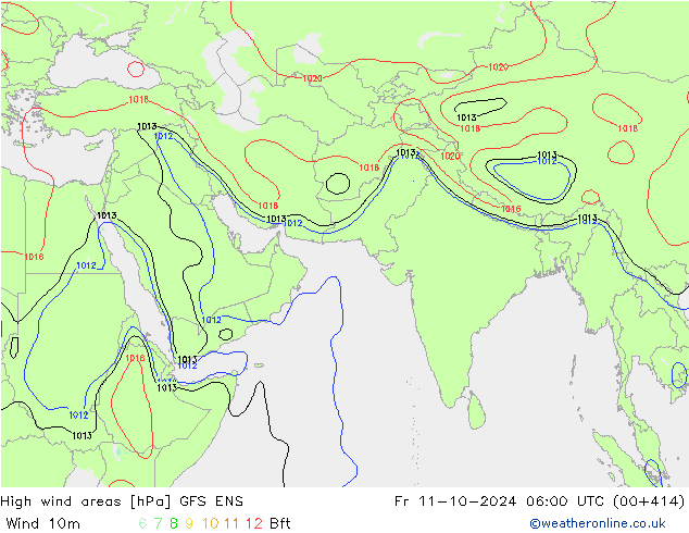 High wind areas GFS ENS  11.10.2024 06 UTC