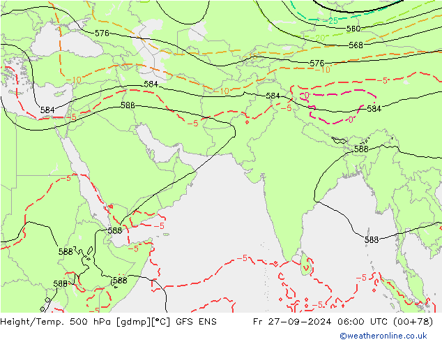 Height/Temp. 500 гПа GFS ENS пт 27.09.2024 06 UTC