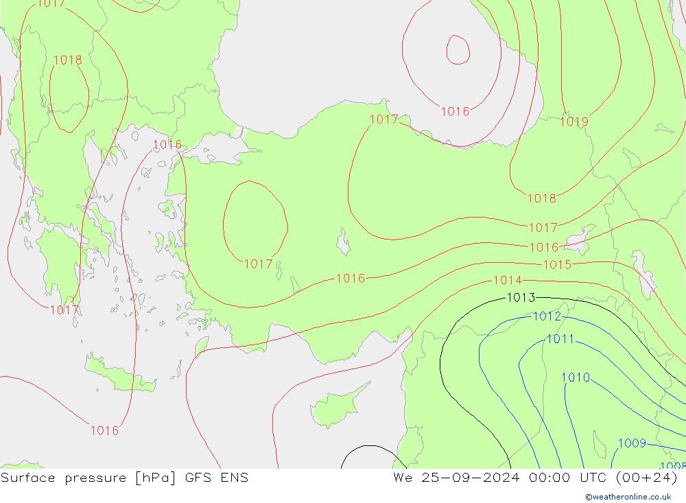 Surface pressure GFS ENS We 25.09.2024 00 UTC