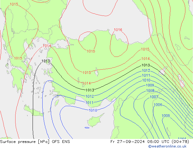 Surface pressure GFS ENS Fr 27.09.2024 06 UTC