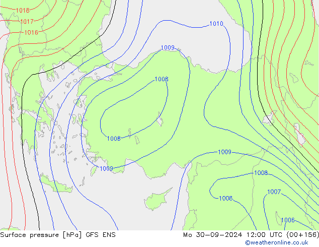 Surface pressure GFS ENS Mo 30.09.2024 12 UTC