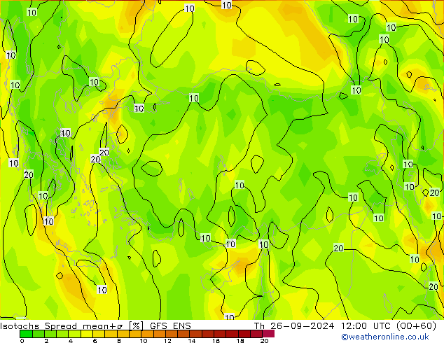 Isotachs Spread GFS ENS jeu 26.09.2024 12 UTC