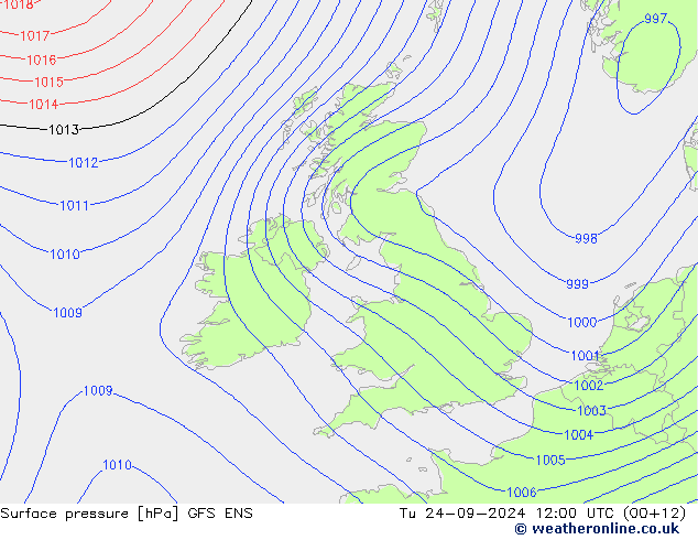 Surface pressure GFS ENS Tu 24.09.2024 12 UTC