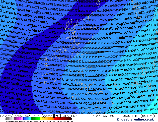 Yükseklik/Sıc. 500 hPa GFS ENS Cu 27.09.2024 00 UTC