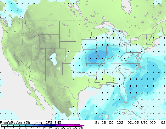 Precipitation (6h) GFS ENS Sa 28.09.2024 06 UTC