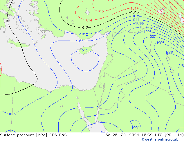 Surface pressure GFS ENS Sa 28.09.2024 18 UTC