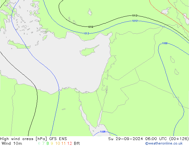 High wind areas GFS ENS Вс 29.09.2024 06 UTC