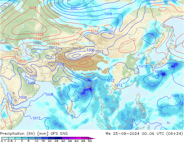 Precipitación (6h) GFS ENS mié 25.09.2024 06 UTC