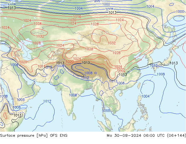 Surface pressure GFS ENS Mo 30.09.2024 06 UTC