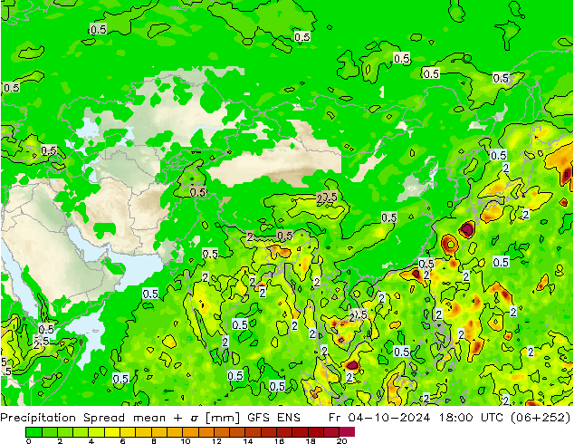 Precipitation Spread GFS ENS Fr 04.10.2024 18 UTC