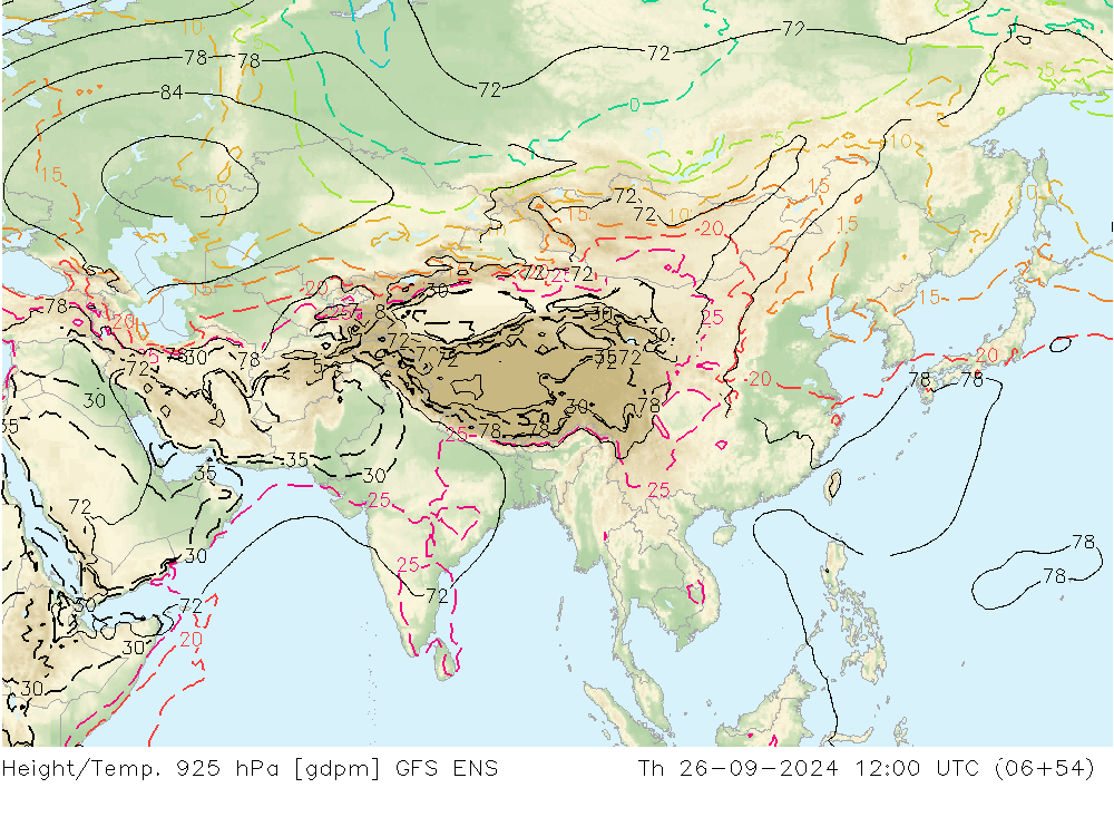 Height/Temp. 925 hPa GFS ENS Th 26.09.2024 12 UTC