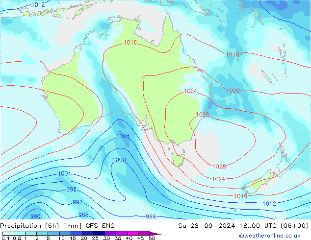 осадки (6h) GFS ENS сб 28.09.2024 00 UTC