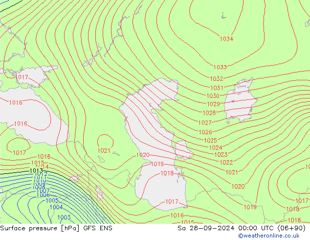 Surface pressure GFS ENS Sa 28.09.2024 00 UTC