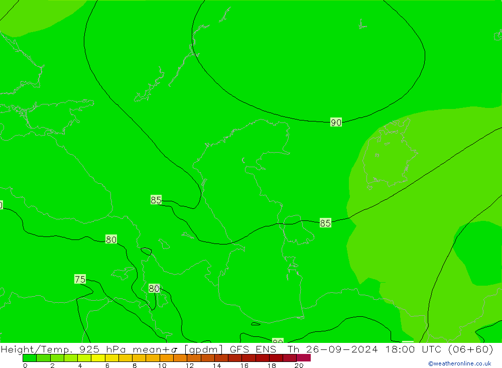 Geop./Temp. 925 hPa GFS ENS jue 26.09.2024 18 UTC