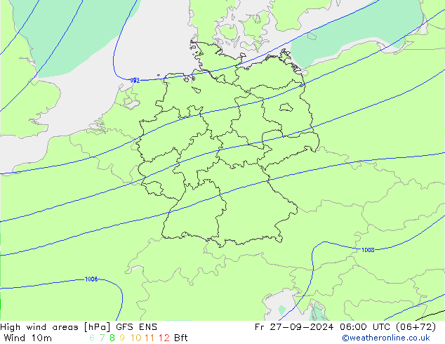 High wind areas GFS ENS Fr 27.09.2024 06 UTC