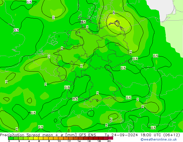 Precipitation Spread GFS ENS Tu 24.09.2024 18 UTC