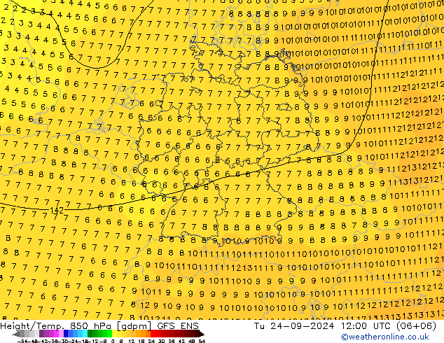 Height/Temp. 850 hPa GFS ENS Tu 24.09.2024 12 UTC