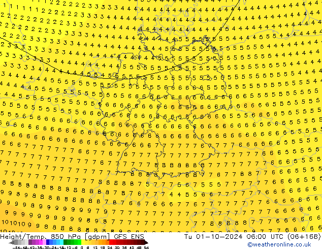 Height/Temp. 850 hPa GFS ENS Út 01.10.2024 06 UTC