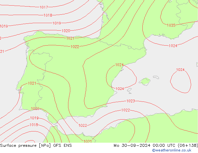 Surface pressure GFS ENS Mo 30.09.2024 00 UTC