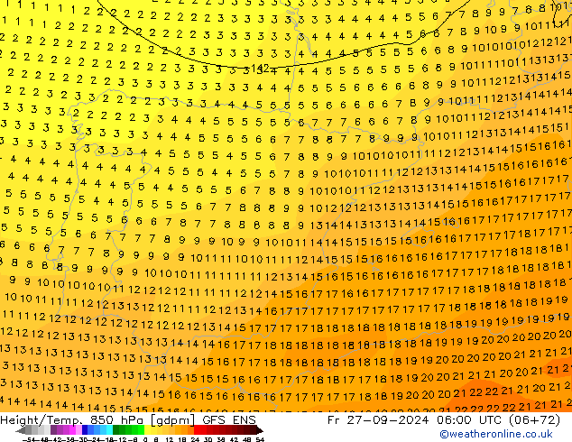 Height/Temp. 850 hPa GFS ENS Fr 27.09.2024 06 UTC