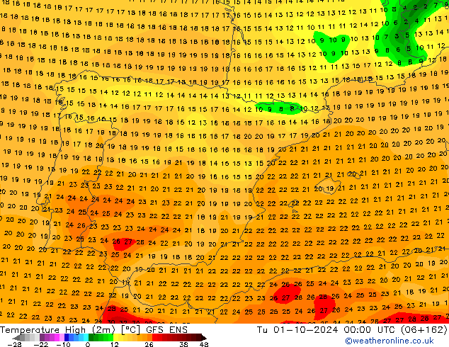 Темпер. макс 2т GFS ENS вт 01.10.2024 00 UTC